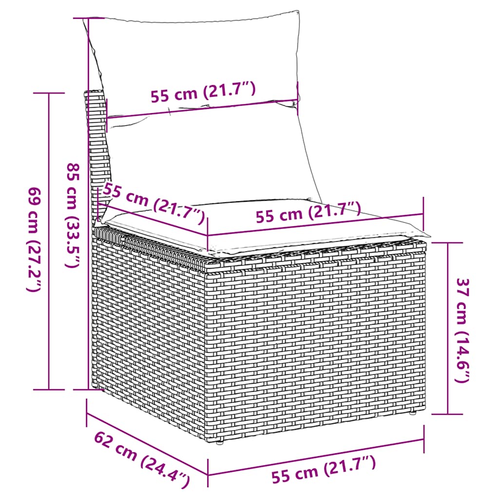 7 Piece Garden Sofa Set with Cushions Black Poly Rattan
