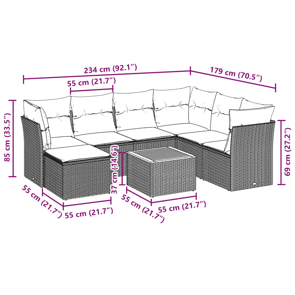 8 Piece Garden Sofa Set with Cushions Black Poly Rattan