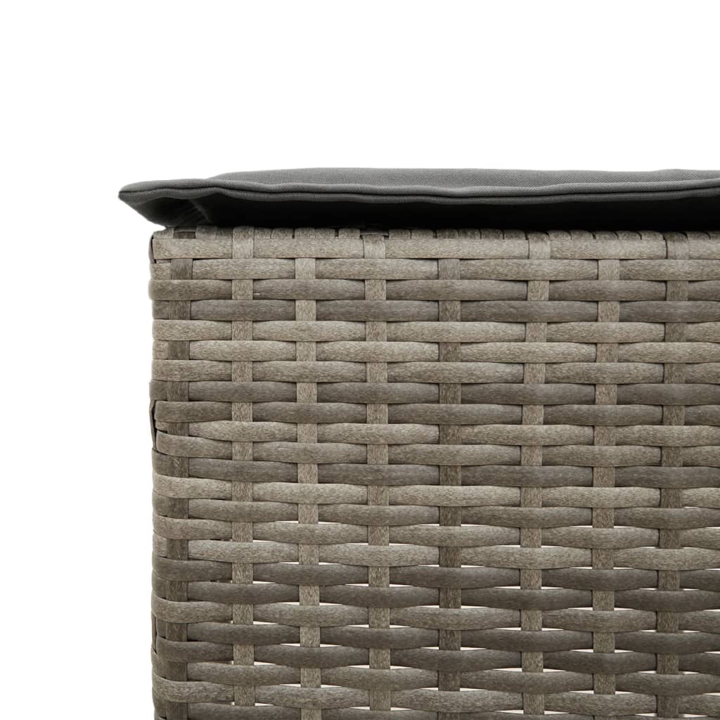 3 Piece Garden Bar Set with Cushions Grey Poly Rattan