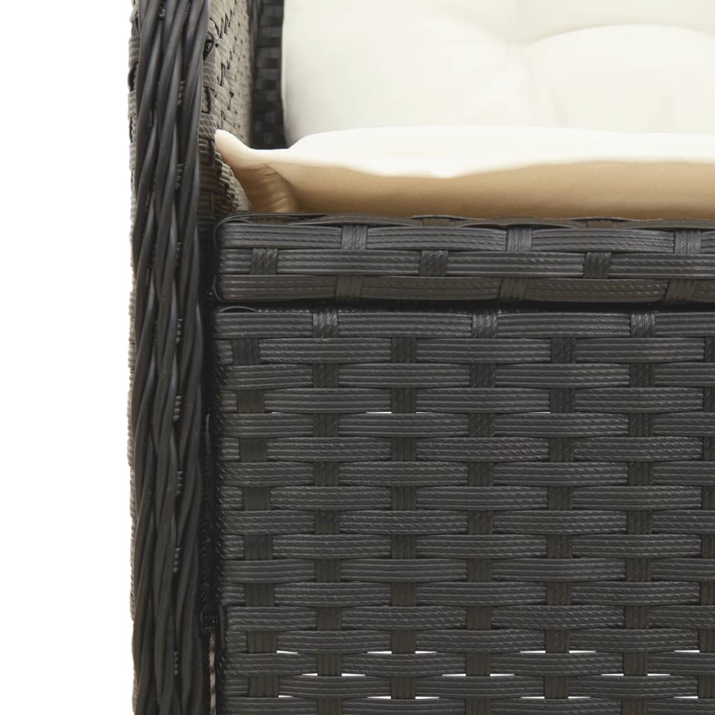 3 Piece Garden Sofa Set with Cushions Black Poly Rattan