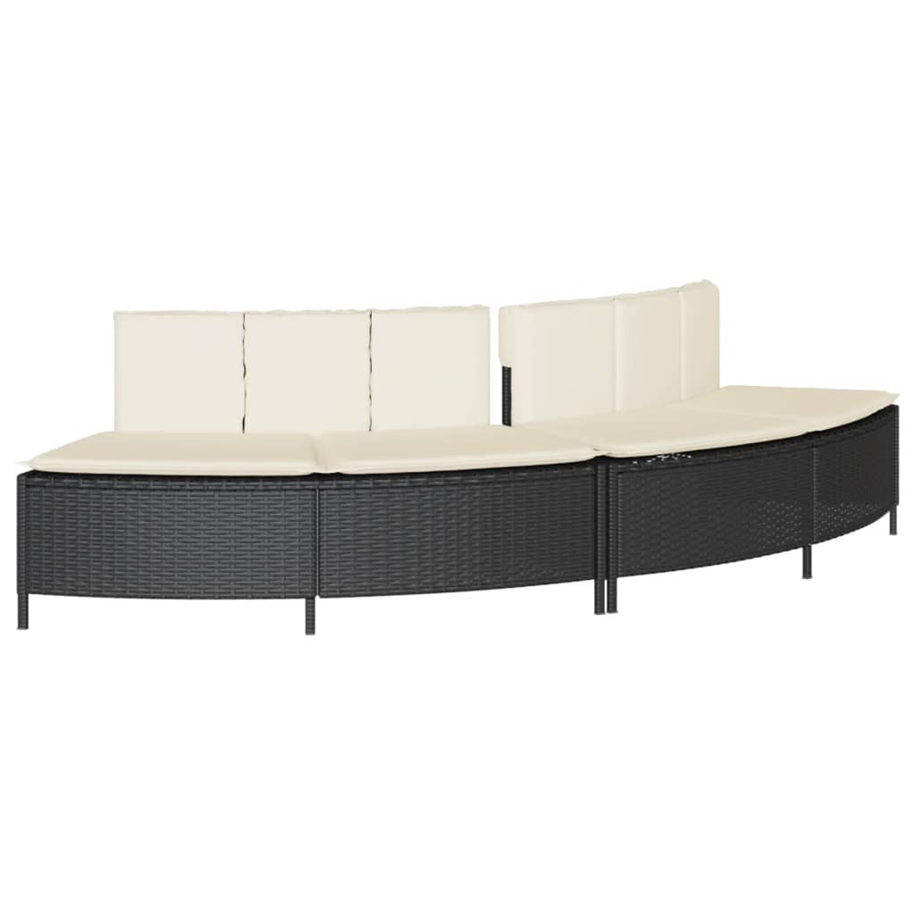 Hot Tub Surround Black Poly Rattan and Solid Wood Acacia