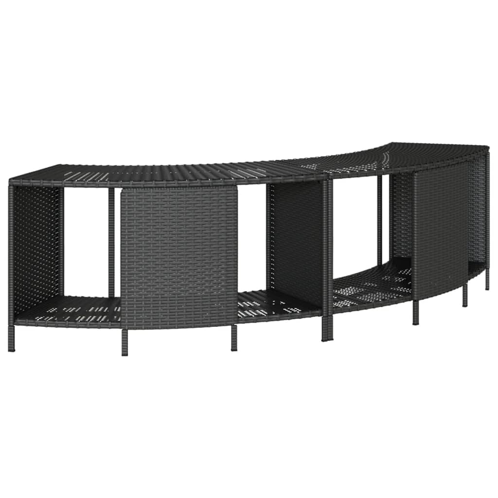 Hot Tub Surround Black Poly Rattan and Solid Wood Acacia