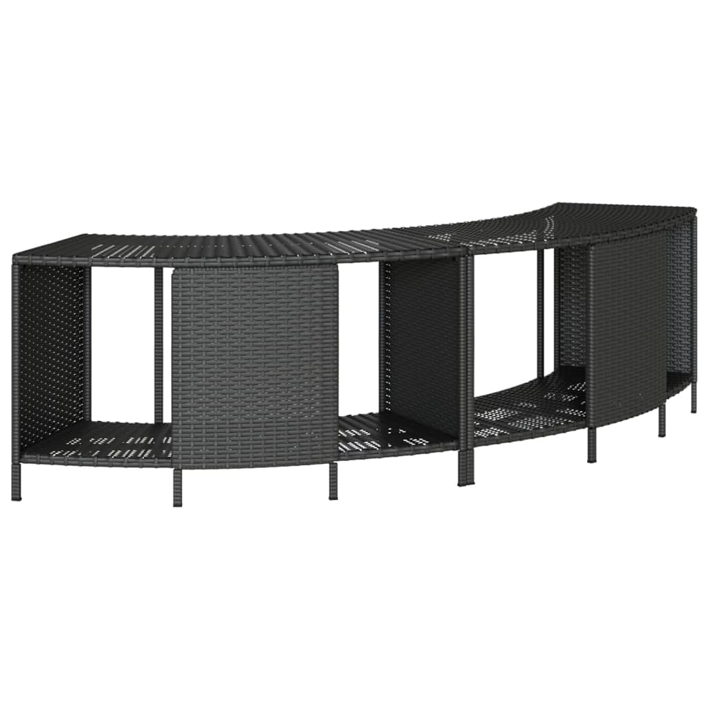 Hot Tub Surround Black Poly Rattan and Solid Wood Acacia