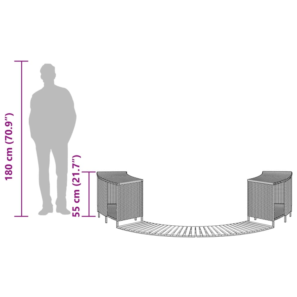 Hot Tub Surround Grey Poly Rattan and Solid Wood Acacia