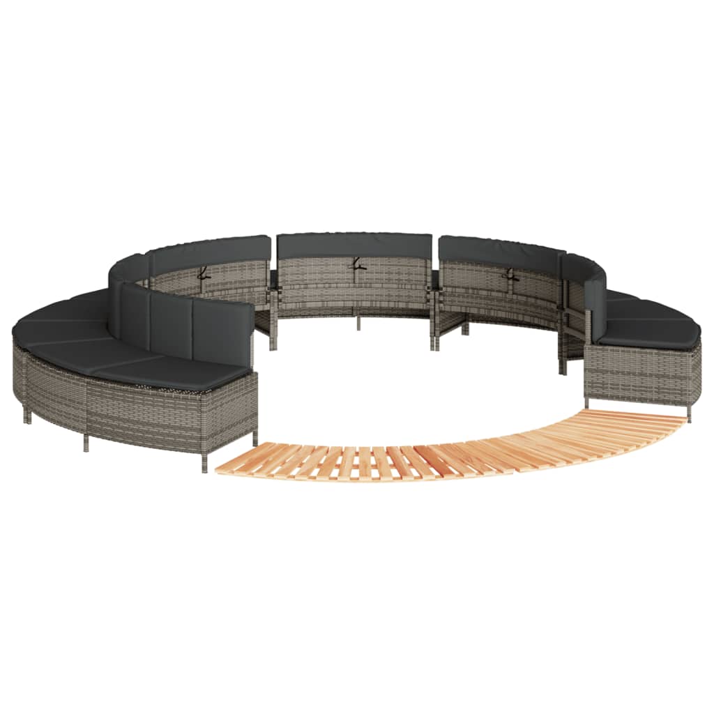 Hot Tub Surround Grey Poly Rattan and Solid Wood Acacia