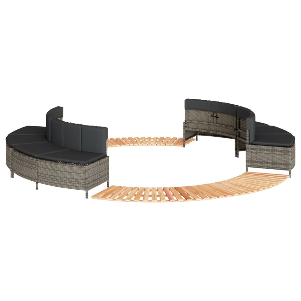 Hot Tub Surround Grey Poly Rattan and Solid Wood Acacia
