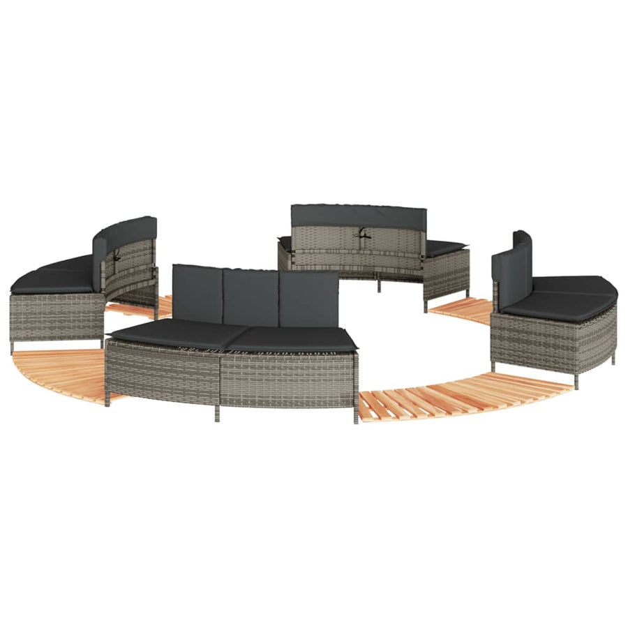 Hot Tub Surround Grey Poly Rattan and Solid Wood Acacia