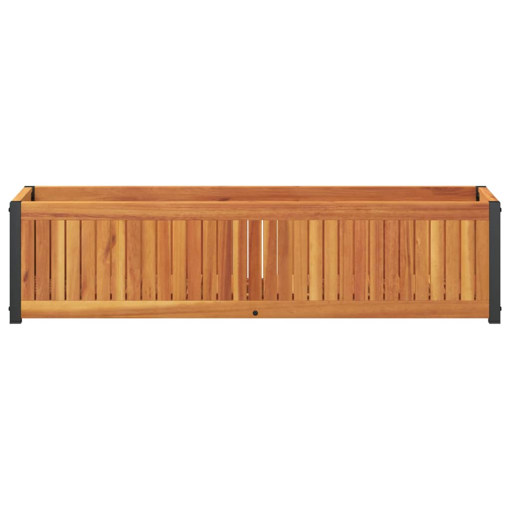 Garden Planter 110x30x27.5 cm Solid Wood Acacia and Steel