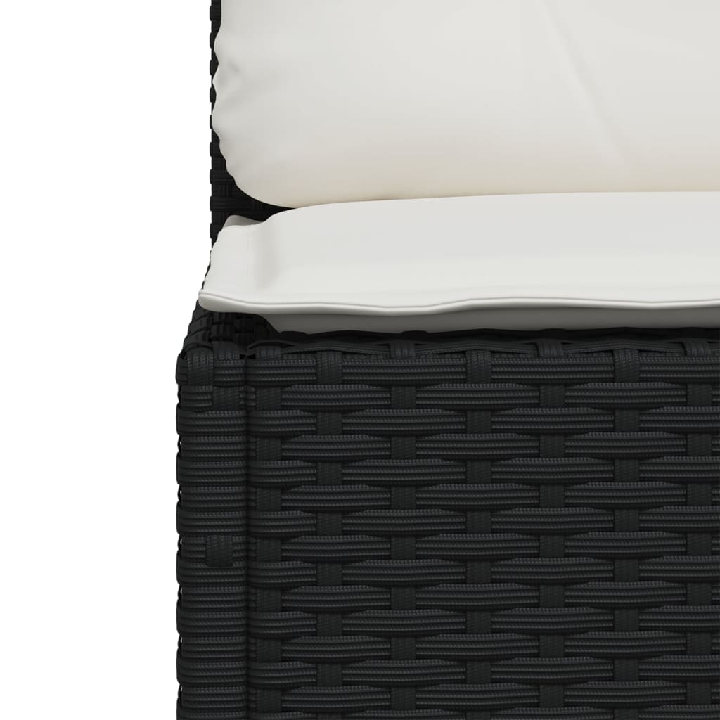 7 Piece Garden Sofa Set with Cushions Black Poly Rattan
