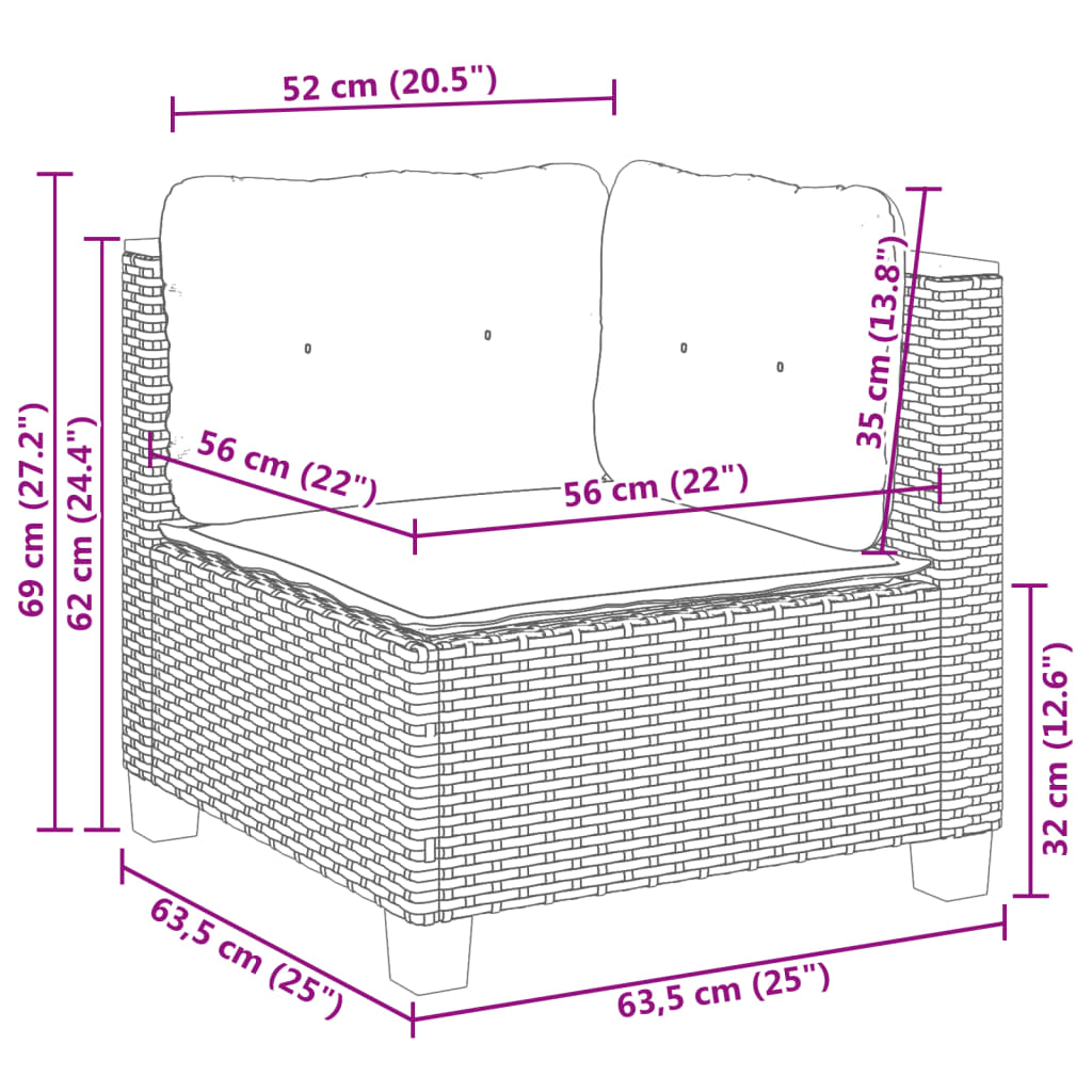 6 Piece Garden Sofa Set with Cushions Beige Poly Rattan