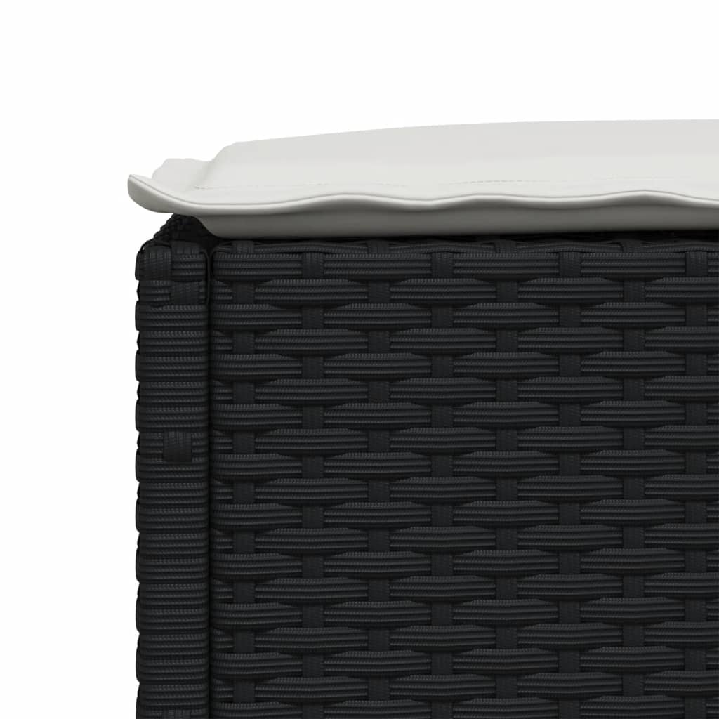 7 Piece Garden Sofa Set with Cushions Black Poly Rattan