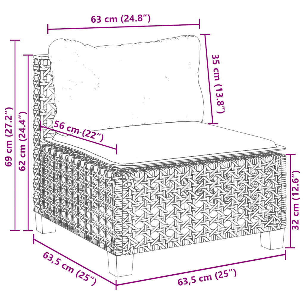 7 Piece Garden Sofa Set with Cushions Beige Poly Rattan