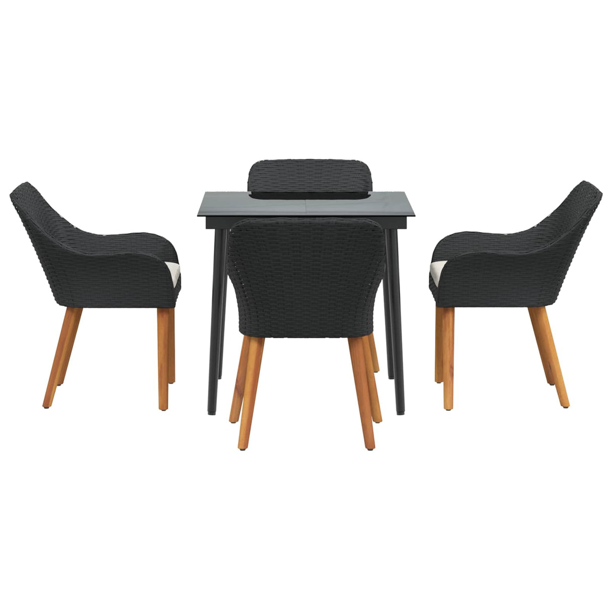 Garden Dining Set 5 pcs Black Poly Rattan