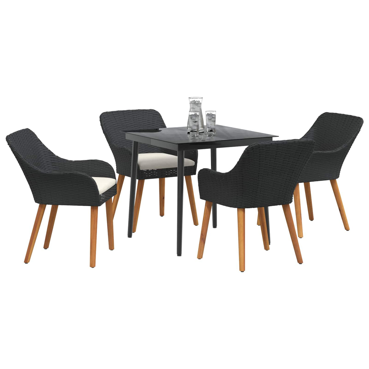 Garden Dining Set 5 pcs Black Poly Rattan