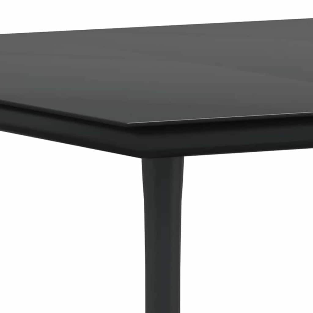 Garden Dining Set with Cushion 5 pcs Black Poly Rattan