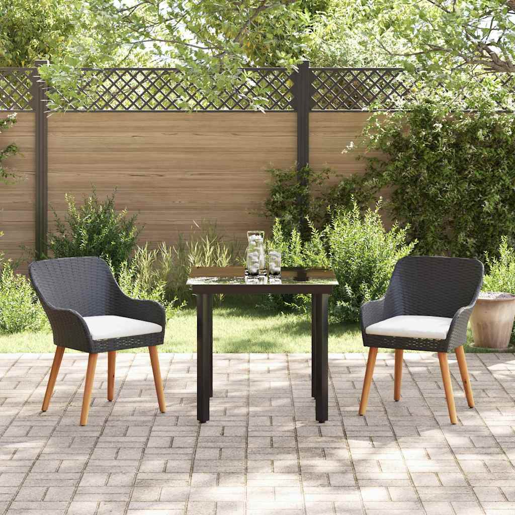 Garden Dining Set 3 pcs Black Poly Rattan