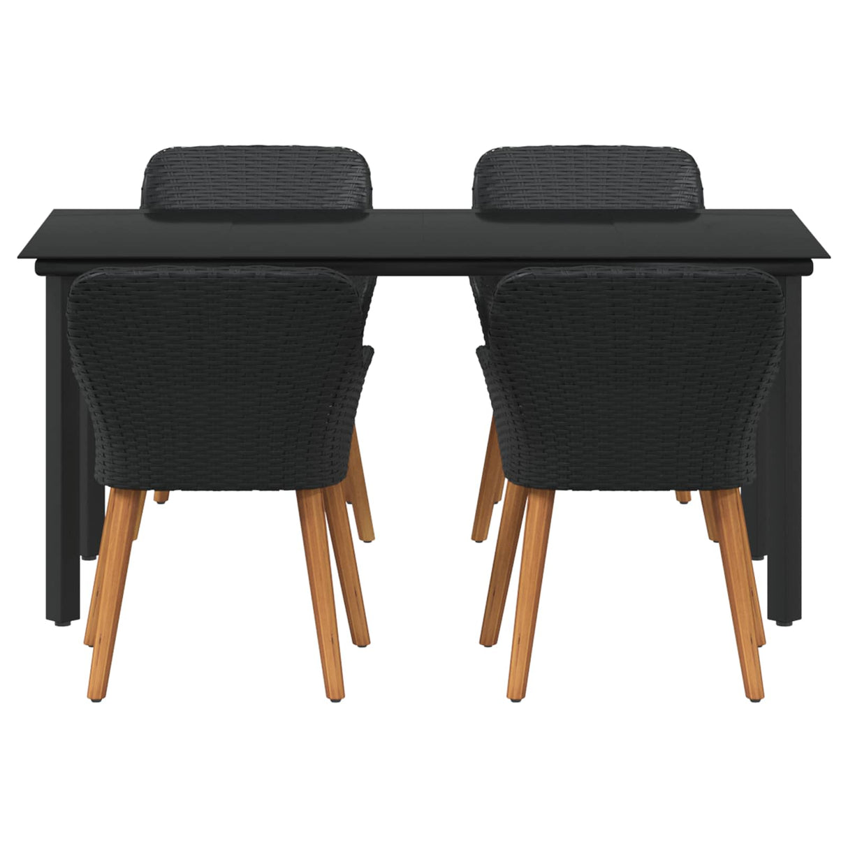 Garden Dining Set 5 pcs Black Poly Rattan