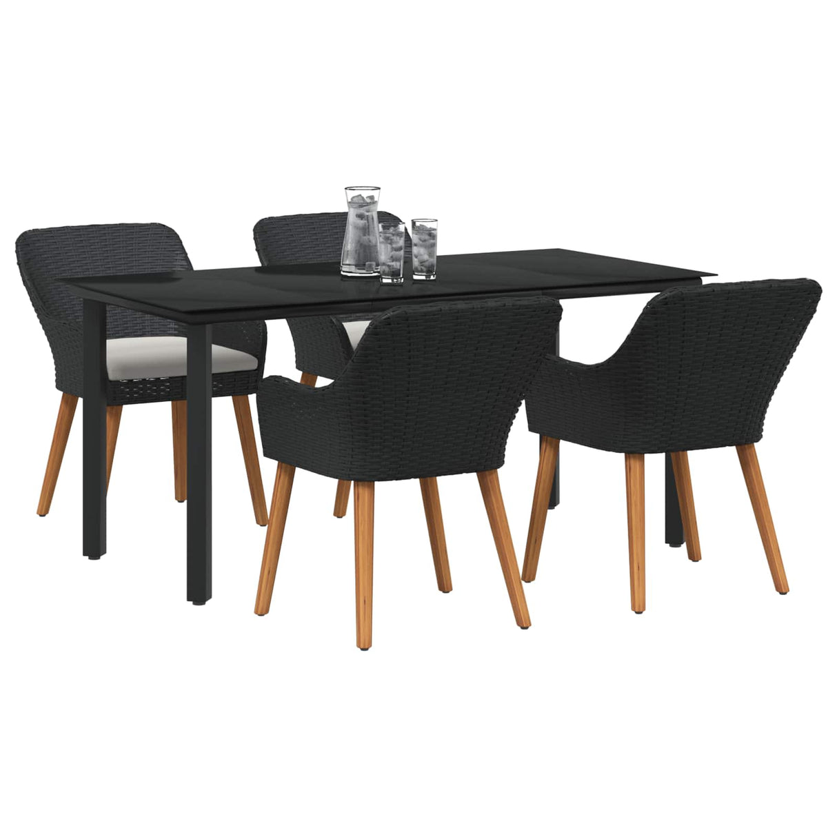 Garden Dining Set 5 pcs Black Poly Rattan
