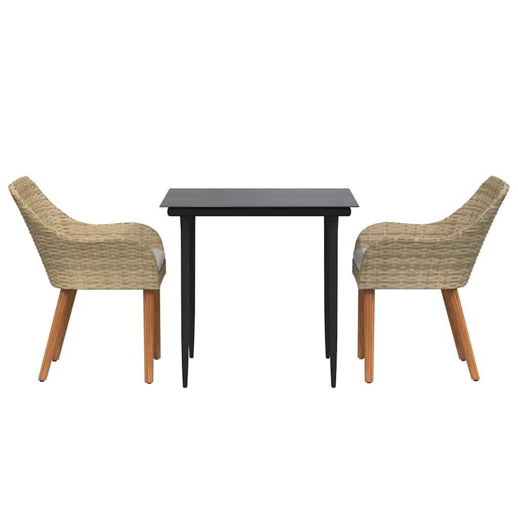 Garden Dining Set 3 pcs Beige Poly Rattan