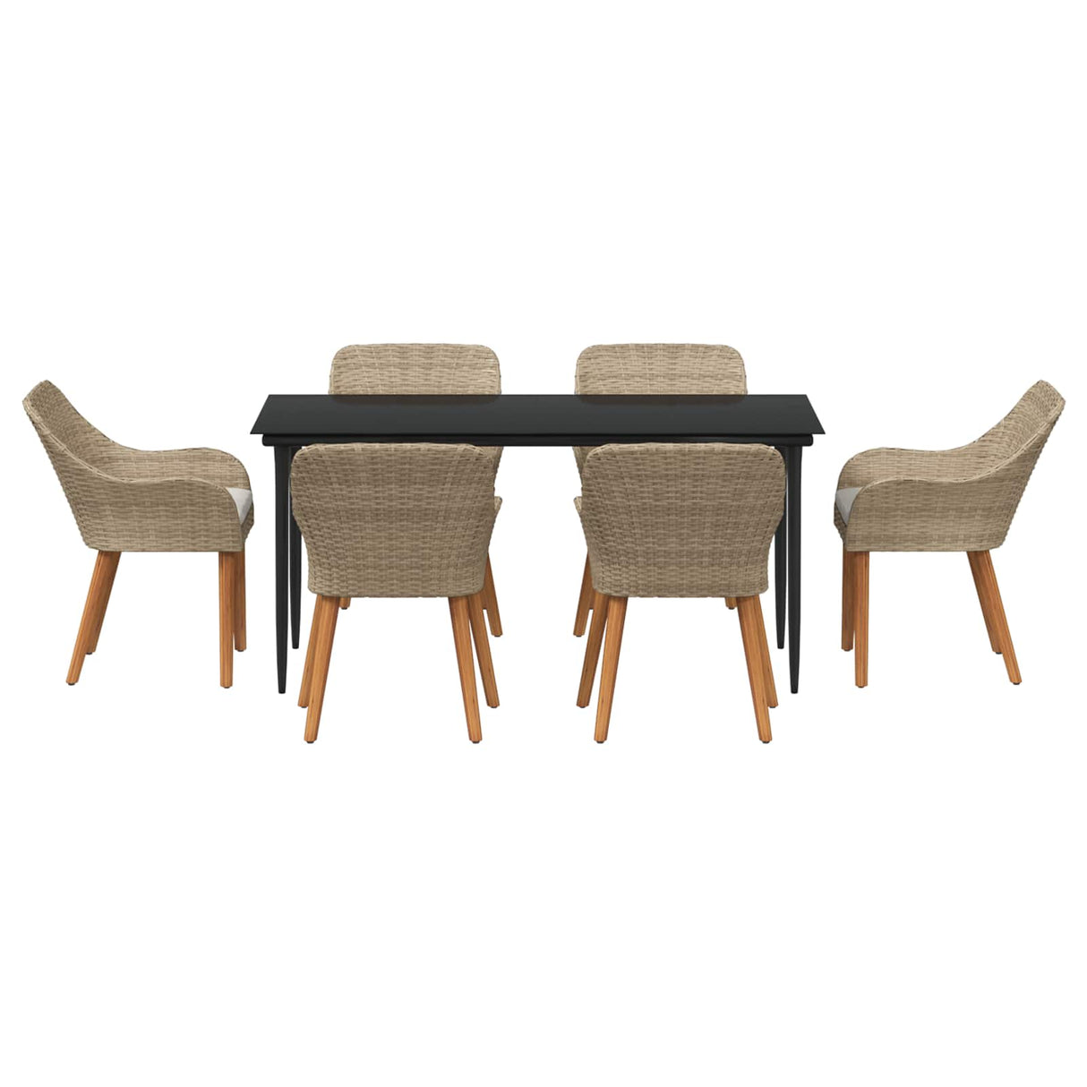 Garden Dining Set 7 pcs Beige Poly Rattan
