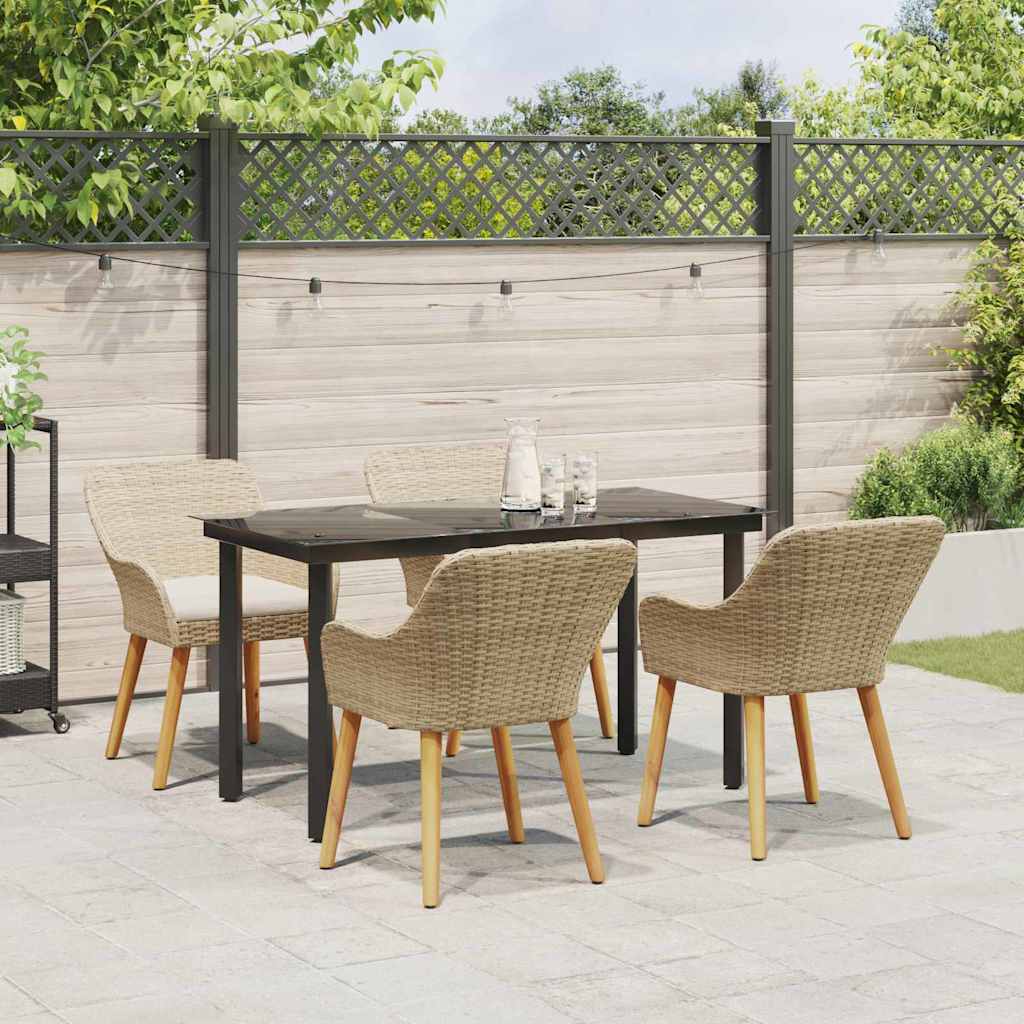Garden Dining Set 5 pcs Beige Poly Rattan