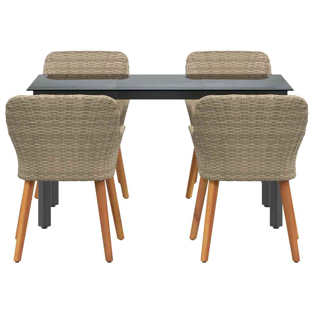 Garden Dining Set 5 pcs Beige Poly Rattan