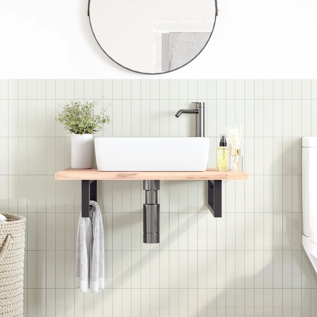 Shelf Brackets for Washbasin 2 pcs Black Rectangular Steel