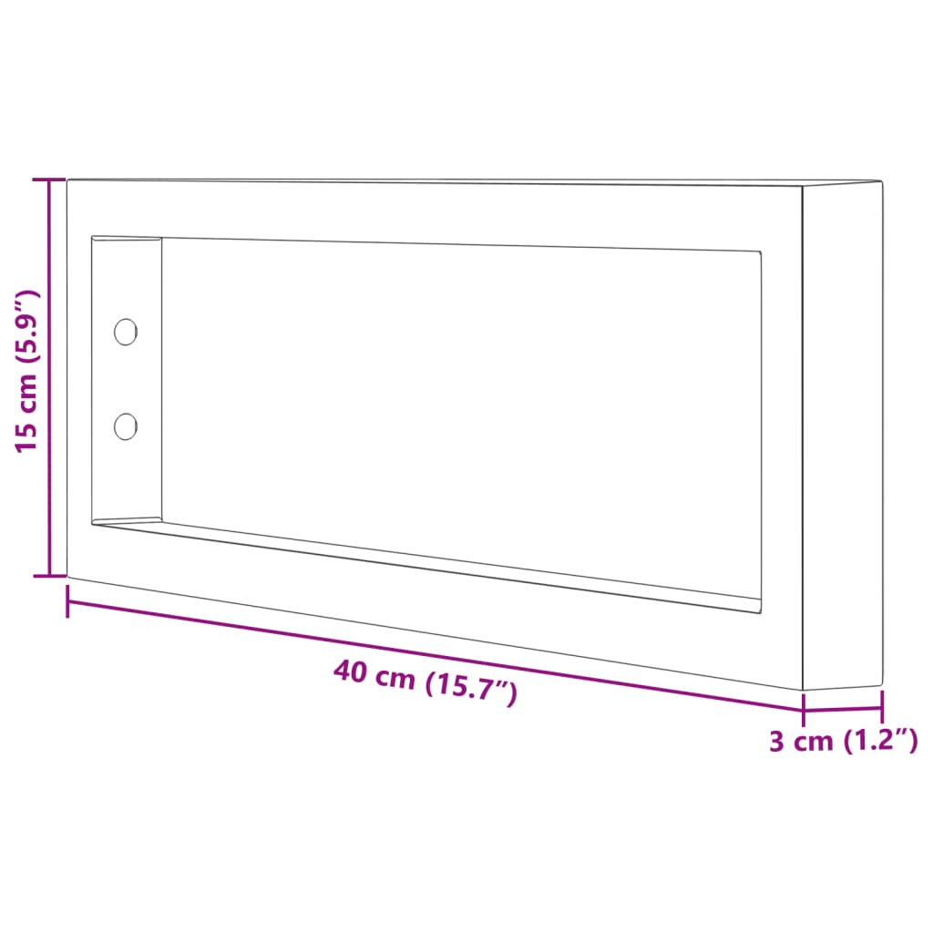 Shelf Brackets for Washbasin 2 pcs Black Rectangular Steel