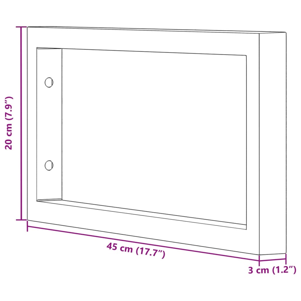 Shelf Brackets for Washbasin 2 pcs Black Rectangular Steel