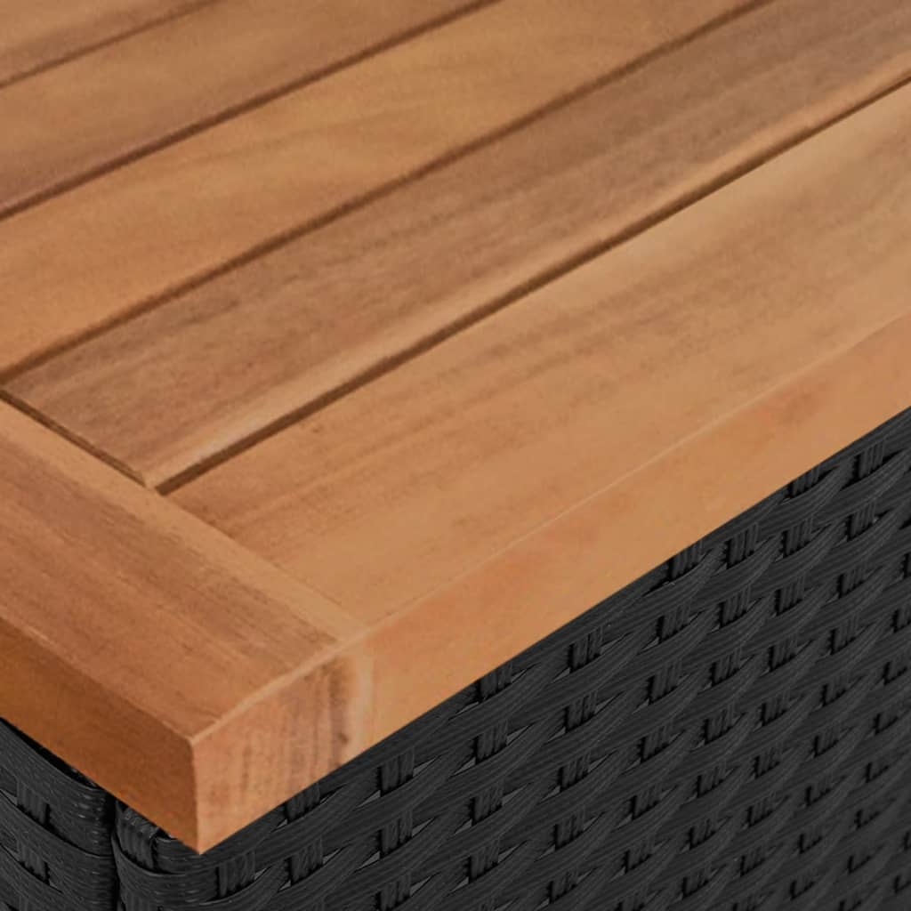 2 Piece Garden Sofa Set with Cushions Black Poly Rattan and Acacia