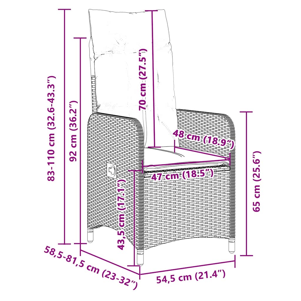7 Piece Garden Bistro Set with Cushions Black Poly Rattan