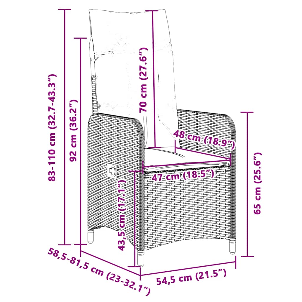 9 Piece Garden Bistro Set with Cushions Grey Poly Rattan