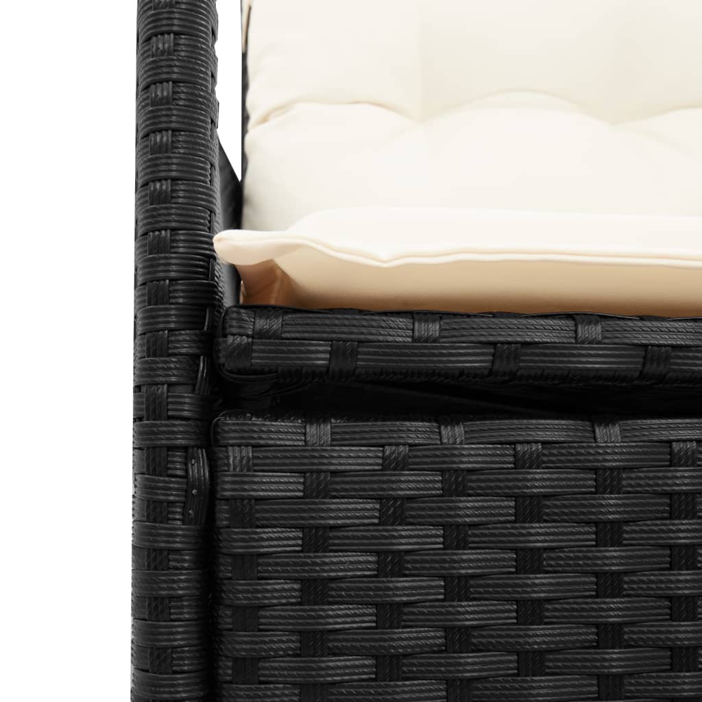 11 Piece Garden Bistro Set with Cushions Black Poly Rattan