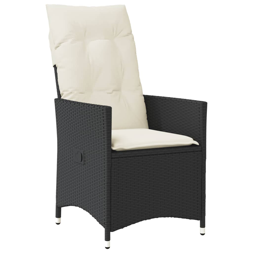 11 Piece Garden Bistro Set with Cushions Black Poly Rattan