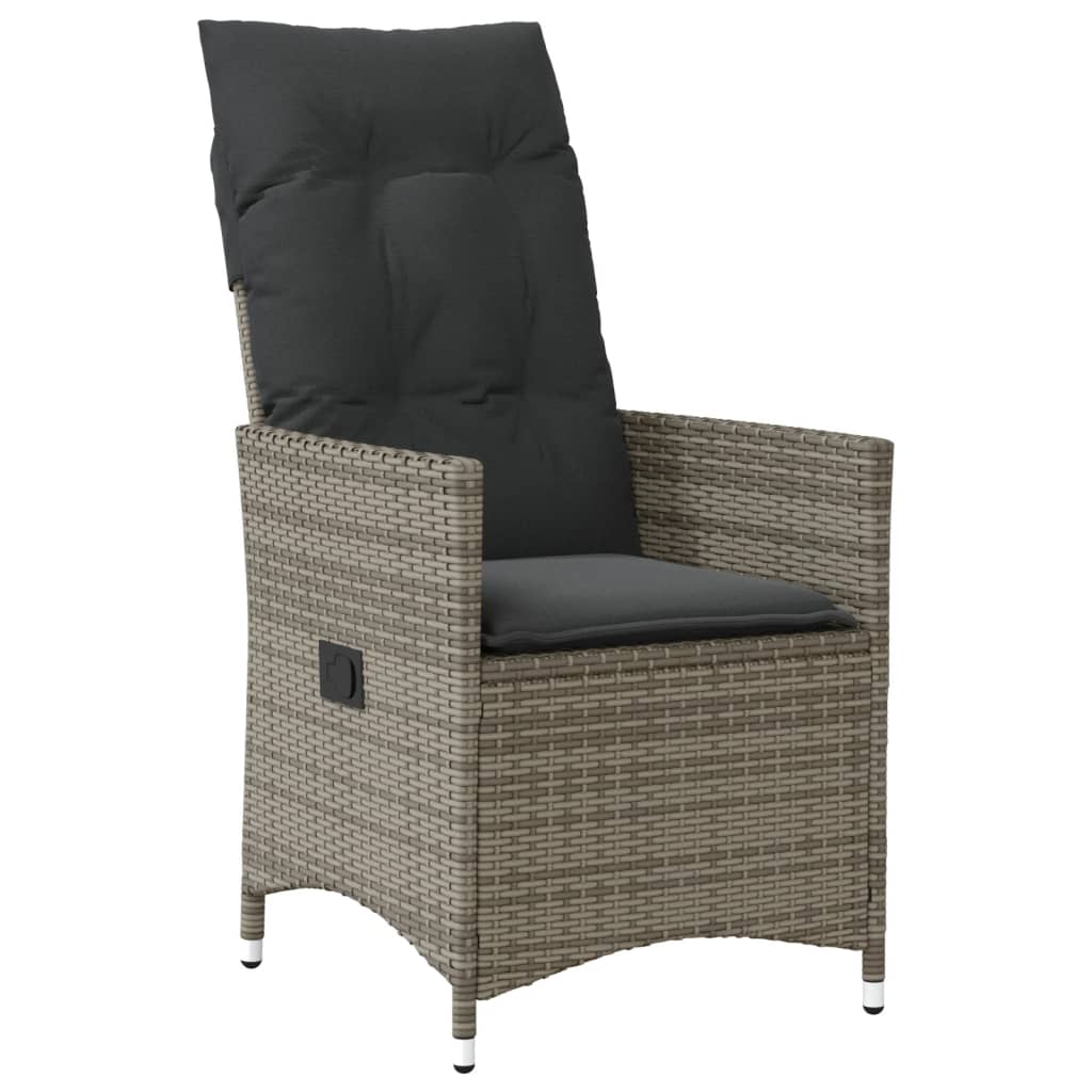 9 Piece Garden Bistro Set with Cushions Grey Poly Rattan