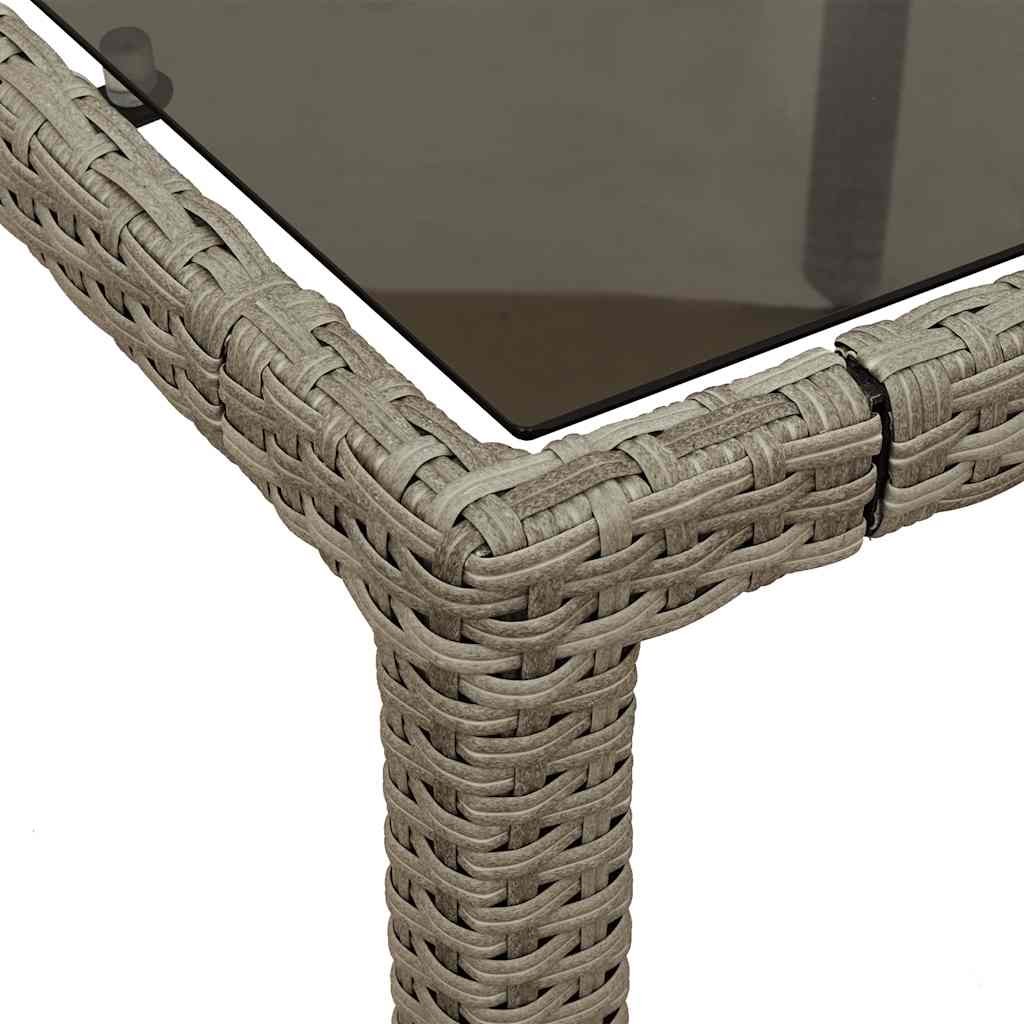 9 Piece Garden Dining Set with Cushions Light Grey Poly Rattan and Glass