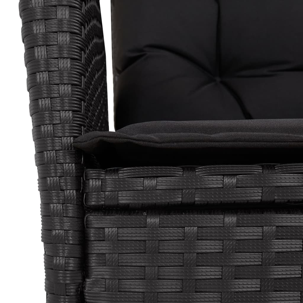 4 Piece Garden Dining Set with Cushions Black Poly Rattan