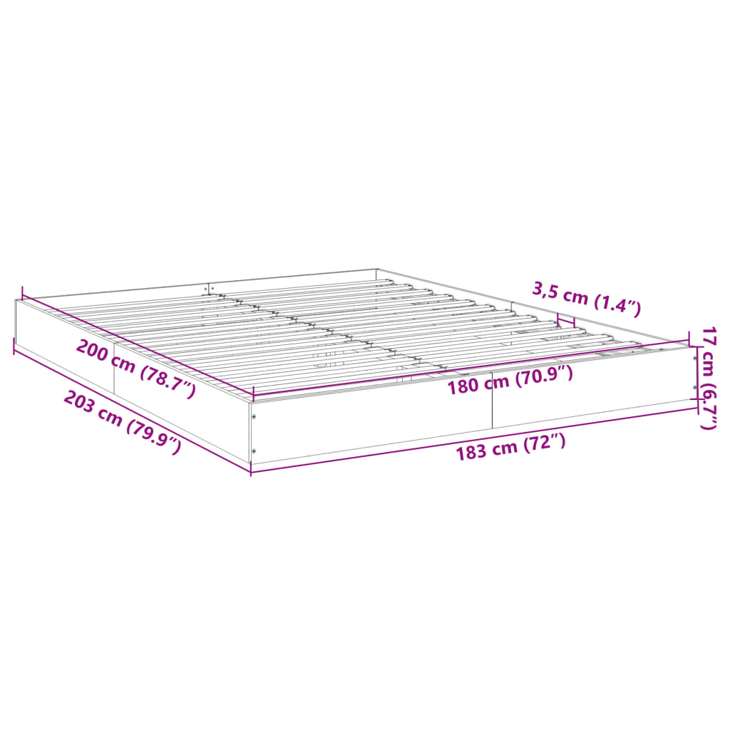 Bed Frame without Mattress White 183x203 cm King Engineered Wood