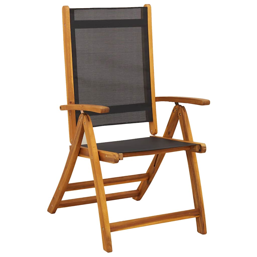 5 Piece Garden Dining Set Solid Wood Acacia and Textilene