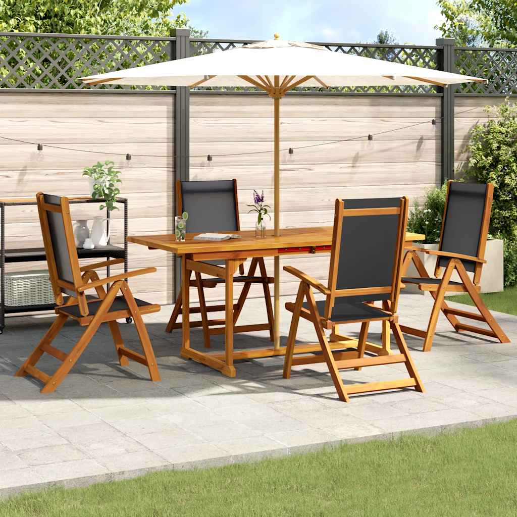 7 Piece Garden Dining Set Solid Wood Acacia and Textilene