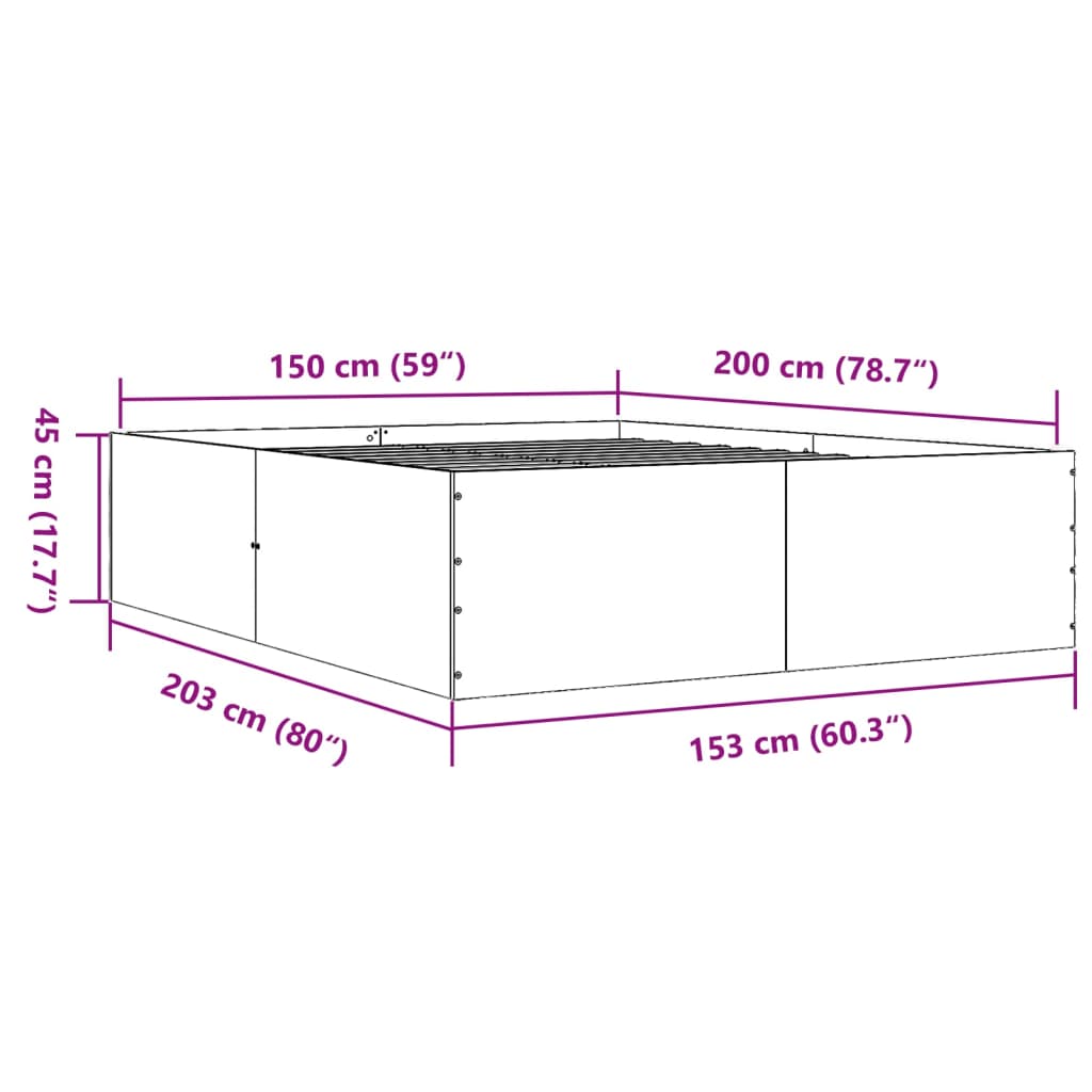 Bed Frame without Mattress White 150x200 cm