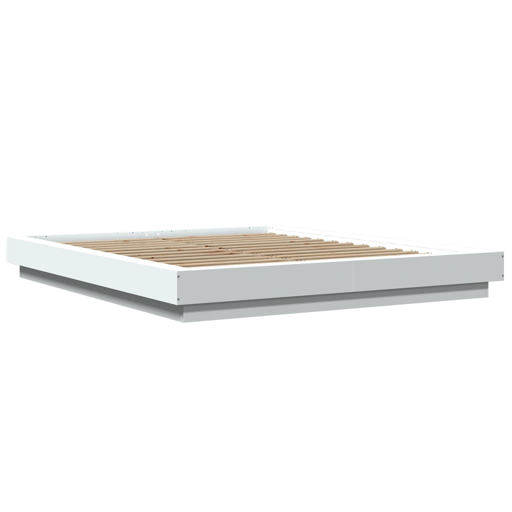 Bed Frame with LED Lights without Mattress White 150x200 cm