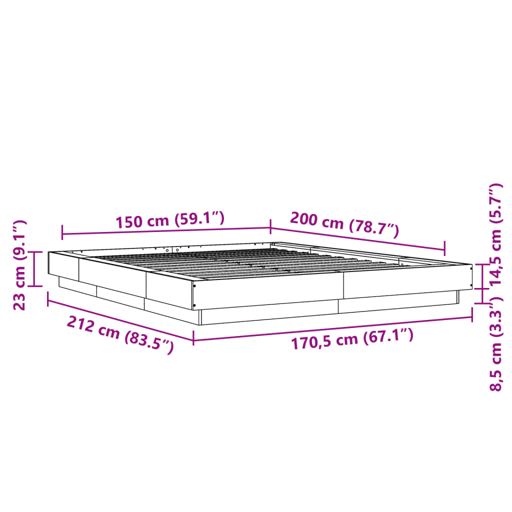 Bed Frame without Mattress White 150x200 cm