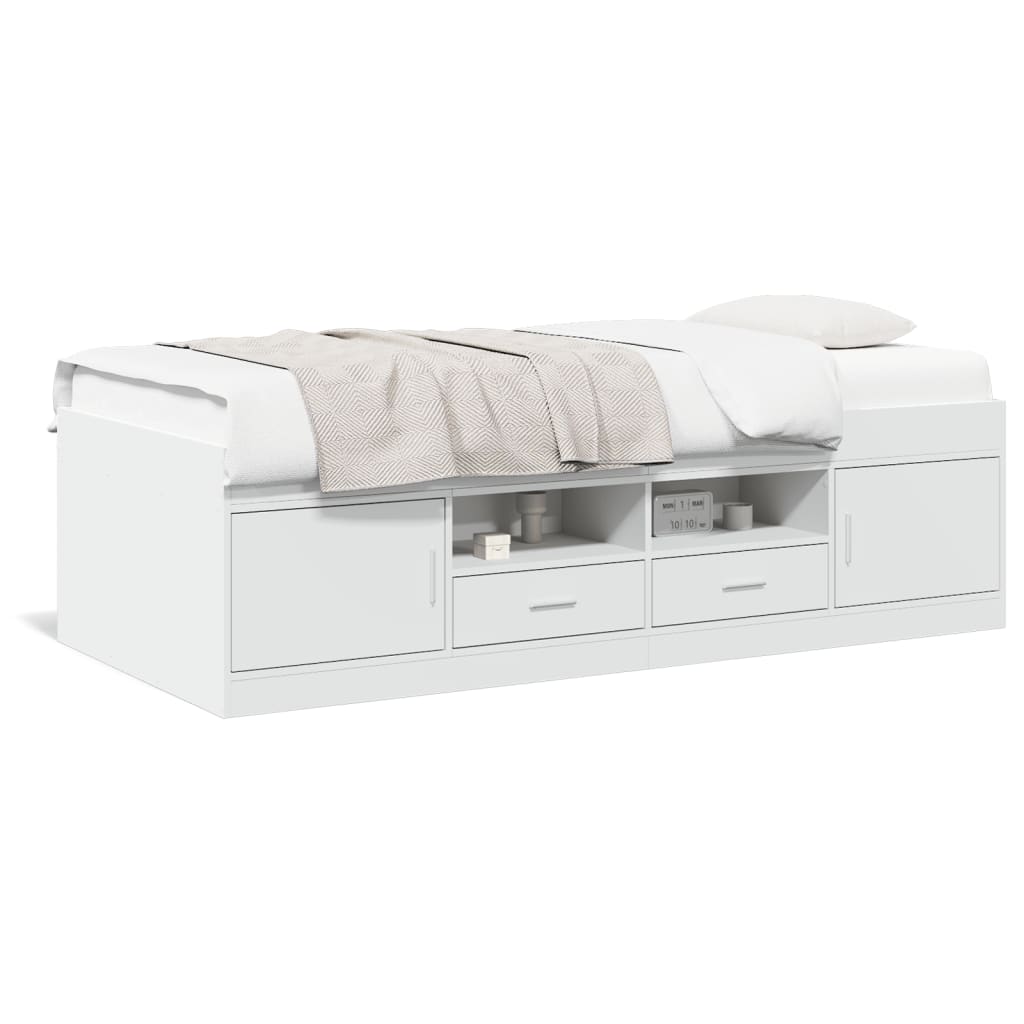 Daybed with Drawers without Mattress White 90x190 cm