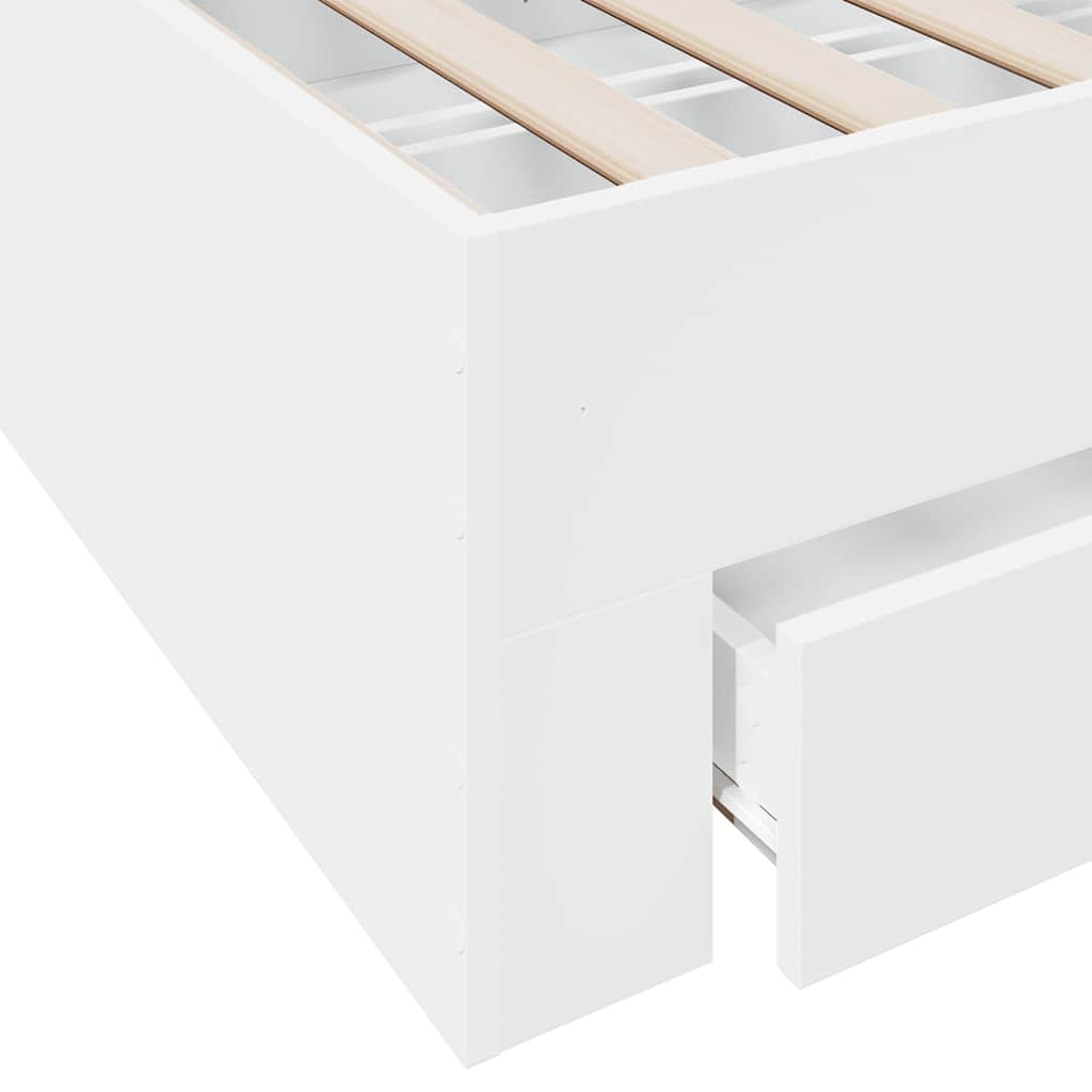Bed Frame with Drawers without Mattress White 135x190 cm