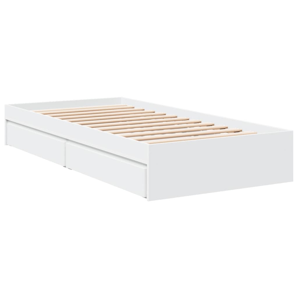 Bed Frame with Drawers without Mattress White 90x190 cm