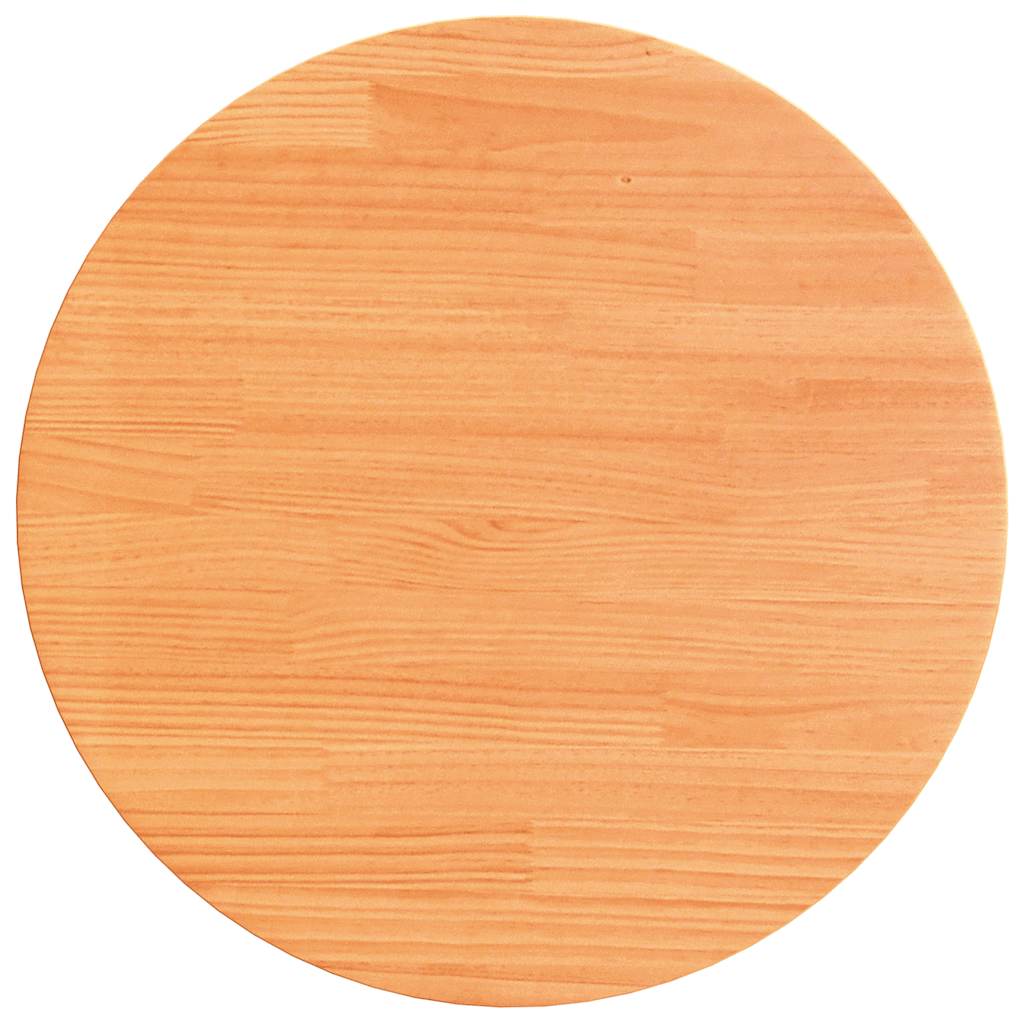 Table Top Round Wax Brown Ø70x2.5 cm Solid Wood Pine
