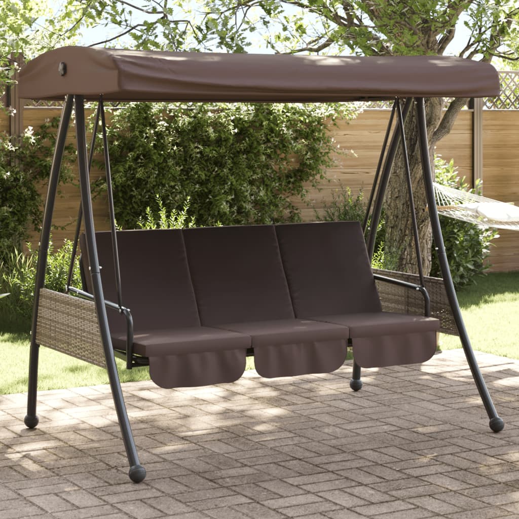 Garden Swing Bench with Adjustable Canopy Coffee Brown Steel