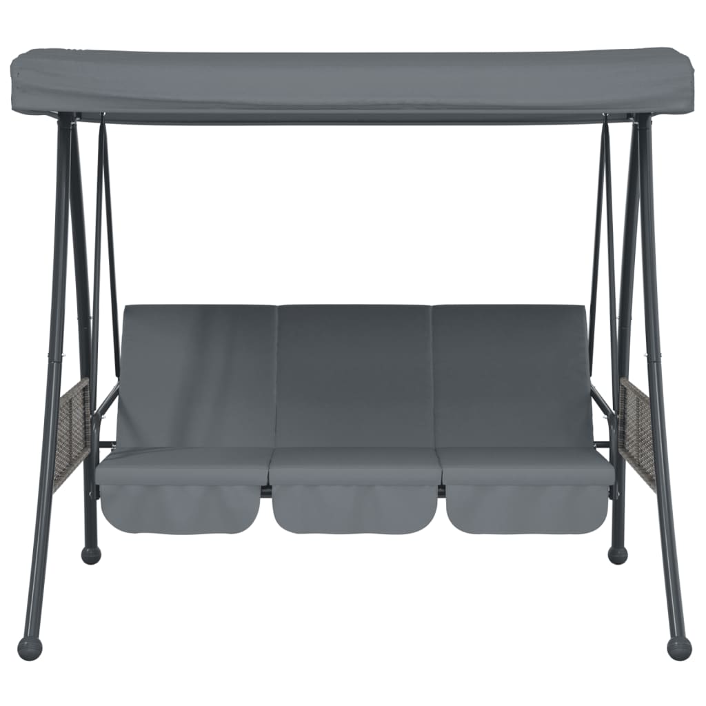 Garden Swing Bench with Adjustable Canopy Dark Grey Steel