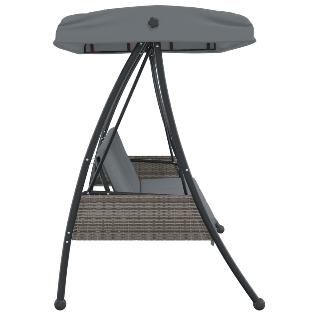 Garden Swing Bench with Adjustable Canopy Dark Grey Steel